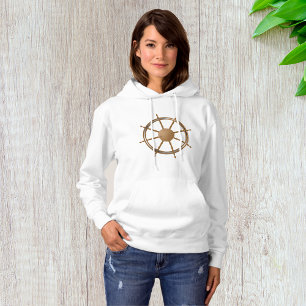 Vintage Nautical Ship Wheel Compass Design Hoodie
