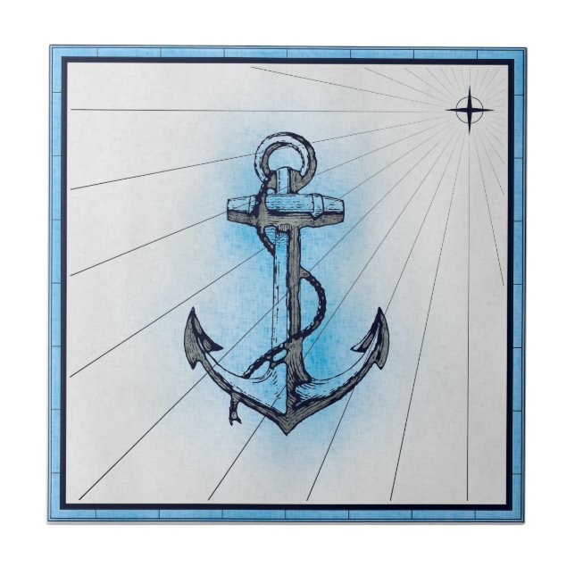 Vintage Nautical Ships Anchor  Tile (Front)
