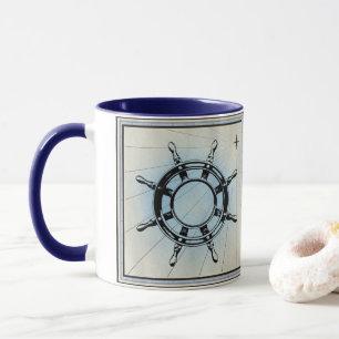 Vintage Nautical Ship's Wheel for Navigation Mug