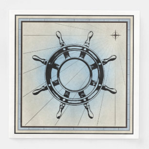 Vintage Nautical Ship's Wheel for Navigation Napkin