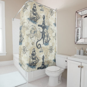 Vintage Nautical Shower Curtain