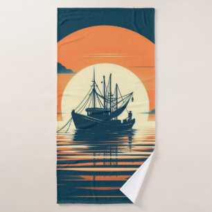 Vintage/Nautical shrimp/fishing  Bath Towel