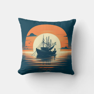 Vintage/Nautical shrimp/fishing Cushion