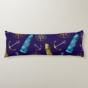 Vintage Nautical Signs Anchor Golden Lighthouse Body Cushion