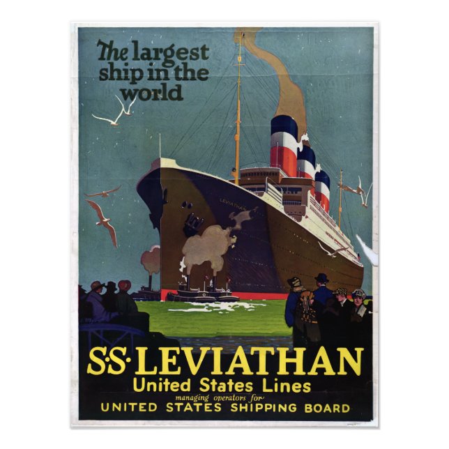 Vintage Nautical SS Leviathan Cruise Travel Photo Print (Front)