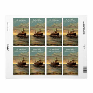 Vintage Nautical Steamship Oceanic Art Bookplate