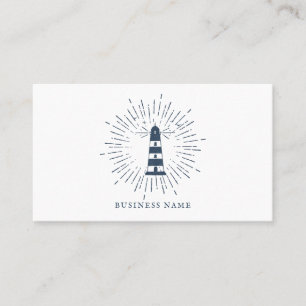 Vintage Nautical Style Blue Light House Business Card