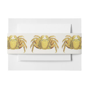 Vintage Nautical Variegated Crab Coastal Wall Art Invitation Belly Band