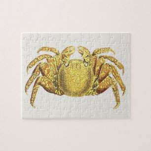 Vintage Nautical Variegated Crab Coastal Wall Art Jigsaw Puzzle