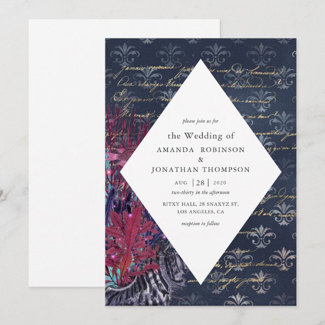 Vintage Nautical Wedding Invitation (Front/Back)