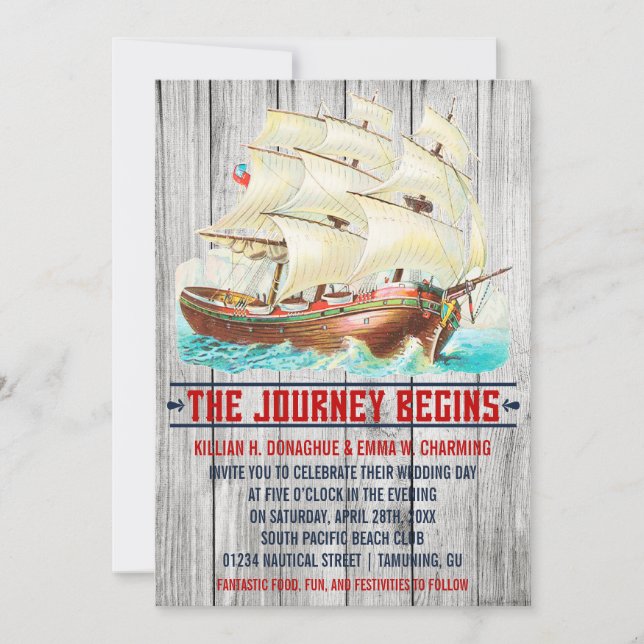 Vintage Nautical Wedding Invitations (Front)