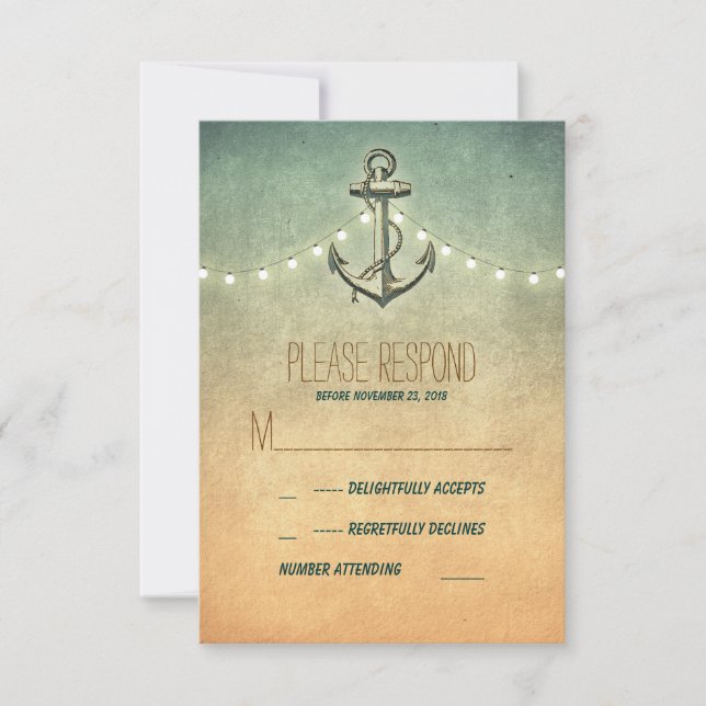 vintage nautical wedding RSVP card (Front)