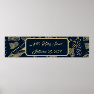 Vintage Nautical Whale Blue Baby Shower Poster
