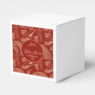 Vintage Nautical Whale Red Baby Shower Favour Box