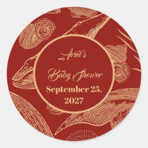 Vintage Nautical Whale Red Classic Round Sticker