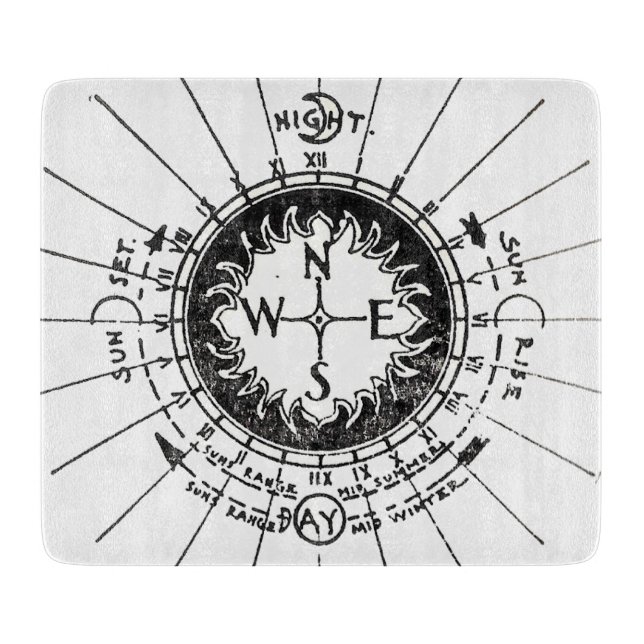 Vintage Navigation Compass Cutting Board (Front)