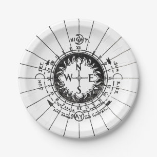 Vintage Navigation Compass Paper Plate