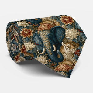 Vintage Navy and Gold Ceremonial Painted Elephant Tie