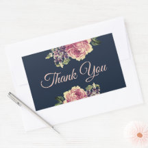 Vintage Navy and Pink Watercolor Floral Favour