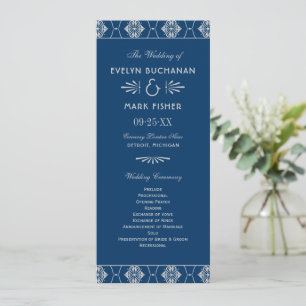 Vintage Navy Blue and Silver Art Deco Wedding Programme