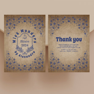 Vintage Navy Blue Apothecary Candle Thank You Card