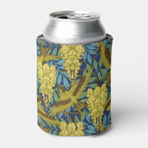 Vintage Navy Blue Bird & Yellow Floral Pattern Can Cooler