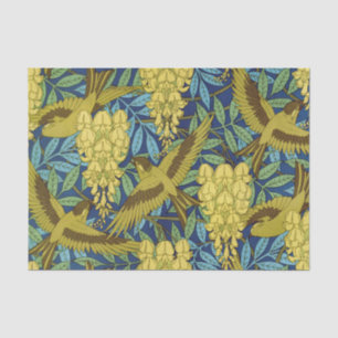 Vintage Navy Blue Bird & Yellow Floral Pattern Tissue Paper