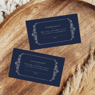 Vintage Navy Blue Diaper Raffle Ticket Baby Shower Enclosure Card