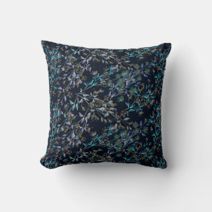 Vintage Navy Blue Elegant Dainty Floral Pattern Cushion