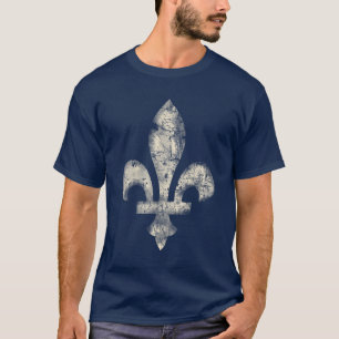 Vintage Navy Blue Fleur-de-lis T-shirt. T-Shirt