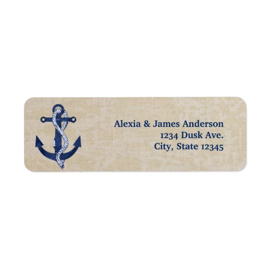 Vintage Navy Blue Nautical Anchor Address labels