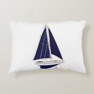 vintage navy blue sailboat decorative cushion