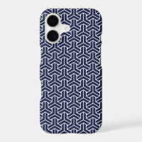 Vintage Navy Blue White Japan Bishamon Pattern