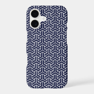 Vintage Navy Blue White Japan Bishamon Pattern