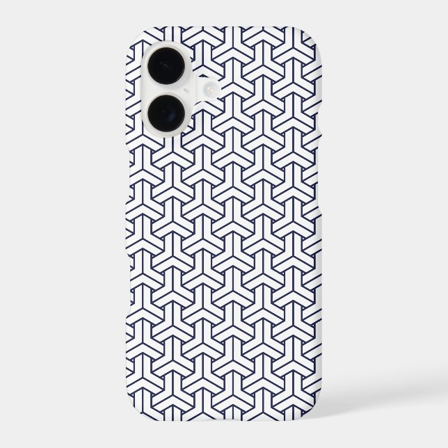 Vintage Navy Blue White Japan Bishamon Pattern (Back)