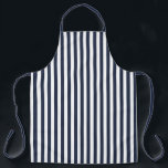 Vintage Navy Blue & White Stripes Striped Apron<br><div class="desc">Modern vintage striped design. Vertical stripes pattern design in chic french classic elegant navy blue and white colour. Navy blue and white wedding colour striped apron</div>