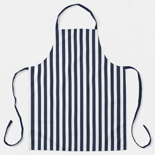 Vintage Navy Blue & White Stripes Striped Apron (Front)