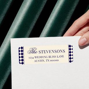 Vintage Navy Chequered Old Money Return Address