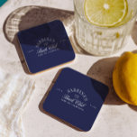 Vintage Navy Country Club Bachelorette Party Square Paper Coaster<br><div class="desc">Perfect for bachelorette weekends, bridal showers, and stylish party tables. Fully customizable — personalize the name, date, and event details to match your celebration. A chic and practical table accent that pairs beautifully with matching bachelorette plates, napkins, and party decor. Coordinates with the full “Bach Club • Luxury Bachelorette Party”...</div>