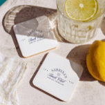 Vintage Navy Country Club Bachelorette Party Square Paper Coaster<br><div class="desc">Perfect for bachelorette weekends, bridal showers, and stylish party tables. Fully customizable — personalize the name, date, and event details to match your celebration. A chic and practical table accent that pairs beautifully with matching bachelorette plates, napkins, and party decor. Coordinates with the full “Bach Club • Luxury Bachelorette Party”...</div>