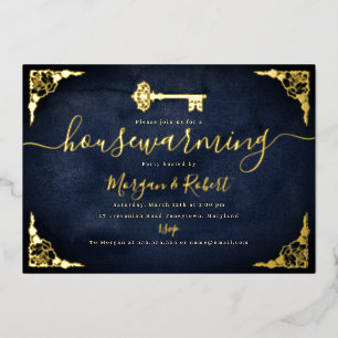 Vintage Navy Gold Key Housewarming Party 