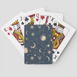 Vintage Navy Ivory Astrology Moon Constellation Playing Cards