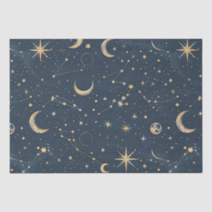 Vintage Navy Ivory Astrology Moon Constellation Tissue Paper