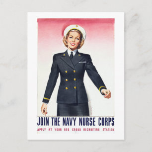 Vintage Navy Nurse Corps World War 2 Enlistment Postcard
