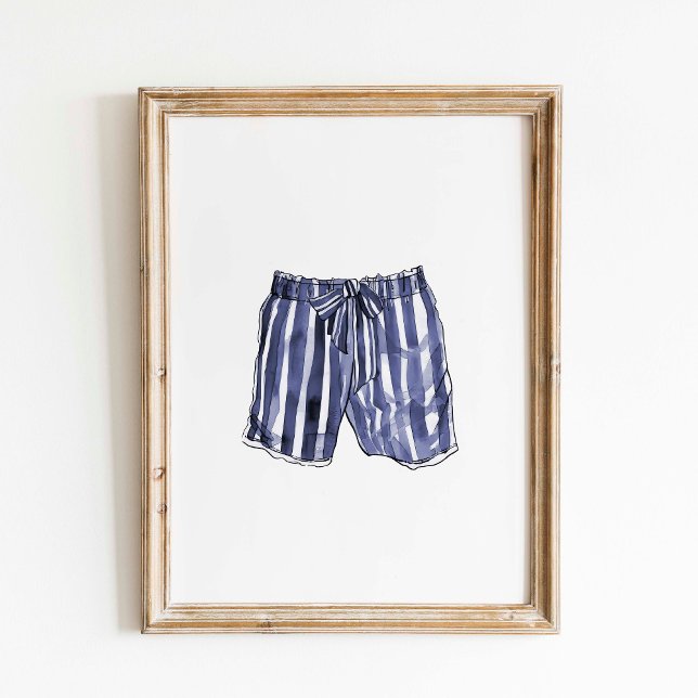 Vintage Navy Striped Swim Trunks Poster (Creator Uploaded)