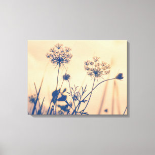 Vintage Navy Umbels Flowers Floral Art Photography Canvas Print