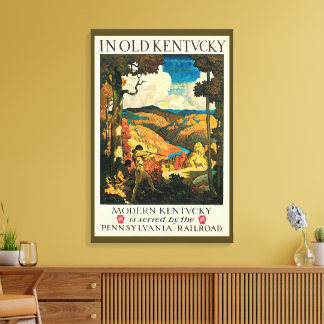 Vintage NC Wyeth Travel Poster, In Old Kentucky Canvas Print