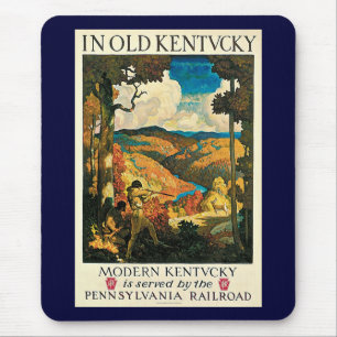 Vintage NC Wyeth Travel Poster, In Old Kentucky Mouse Mat
