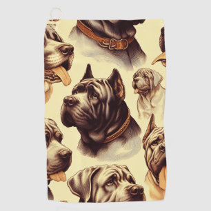 Vintage Neapolitan Mastiff Illuistration Golf Towel