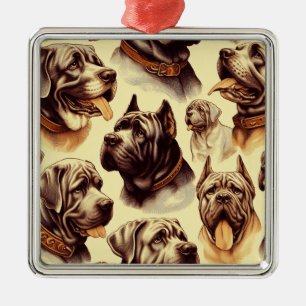 Vintage Neapolitan Mastiff Illuistration Metal Tree Decoration